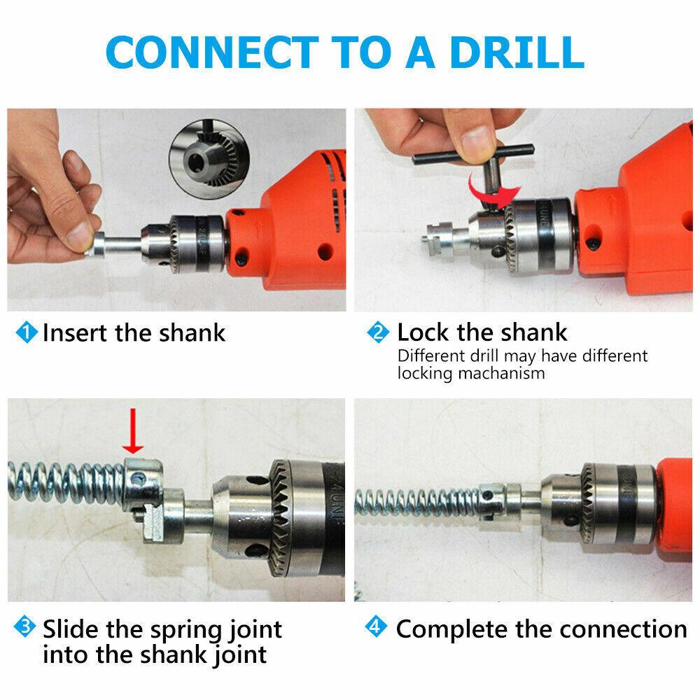 Buy Plumber Drain Snake Pipe Metal Cleaner Pipeline Sewer 12M + 6 Drill Bit Tool DIY discounted | Products On Sale Australia