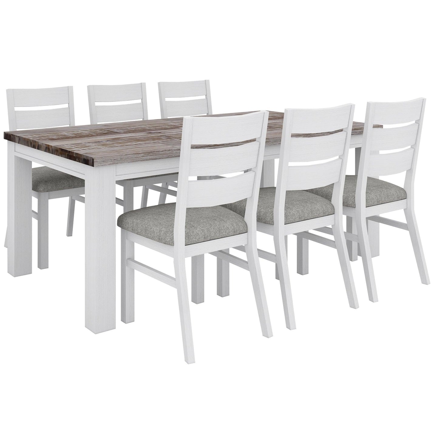 Buy Plumeria Dining Table 190cm Solid Acacia Wood Home Dinner Furniture -White Brush discounted | Products On Sale Australia