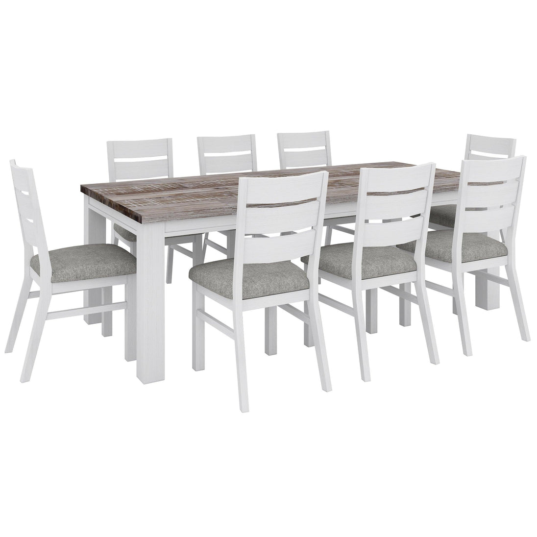 Buy Plumeria Dining Table 225cm Solid Acacia Wood Home Dinner Furniture -White Brush discounted | Products On Sale Australia