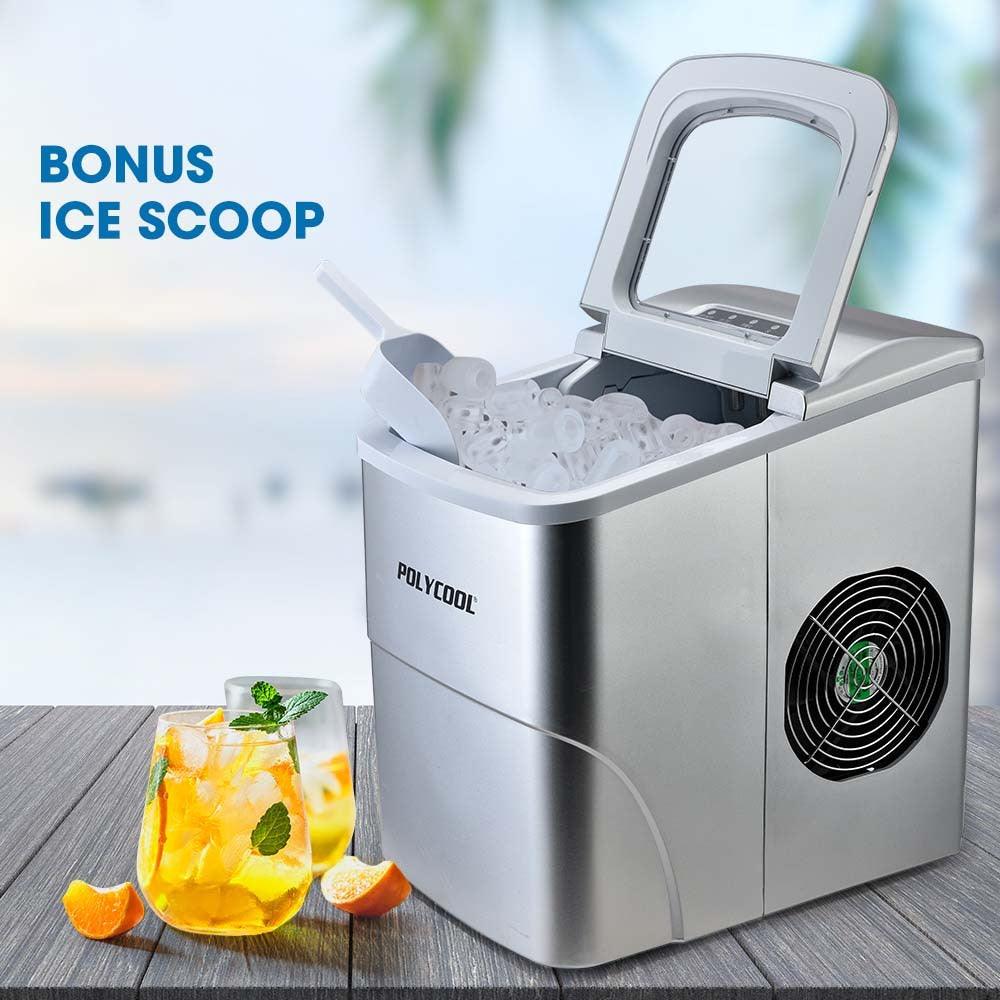 Buy POLYCOOL 12KG Electric Ice Cube Maker Portable 2L Automatic Machine, Silver discounted | Products On Sale Australia