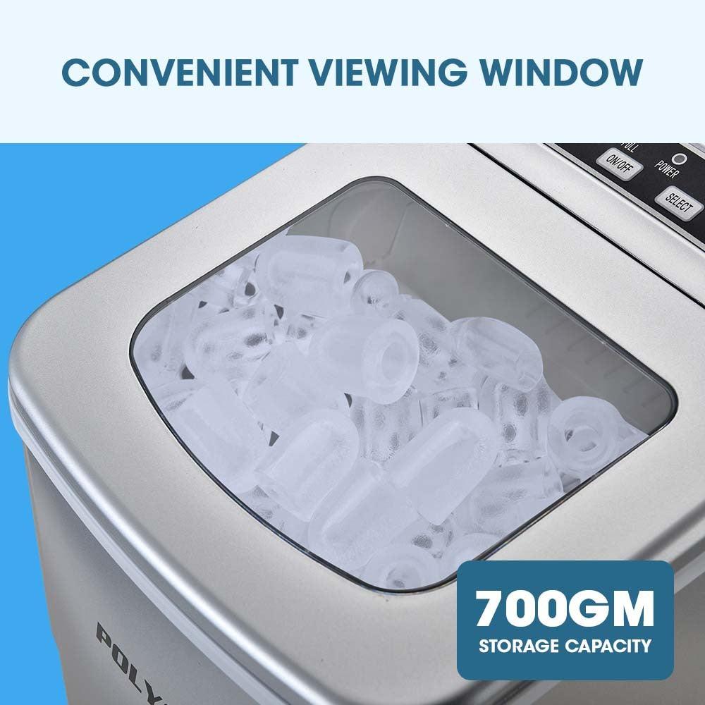 Buy POLYCOOL 12KG Electric Ice Cube Maker Portable 2L Automatic Machine, Silver discounted | Products On Sale Australia