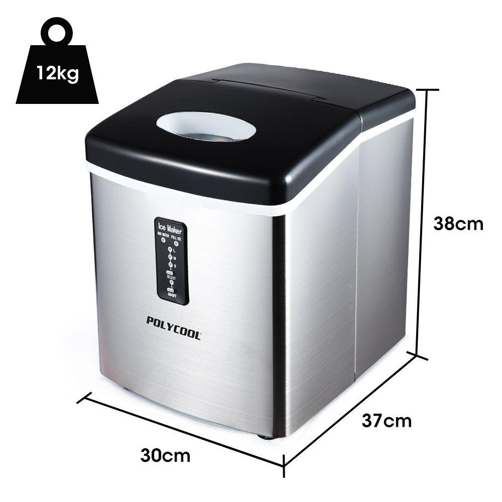 Buy POLYCOOL 3.2L Electric Ice Cube Maker Portable Automatic Machine w/ Scoop, Silver discounted | Products On Sale Australia