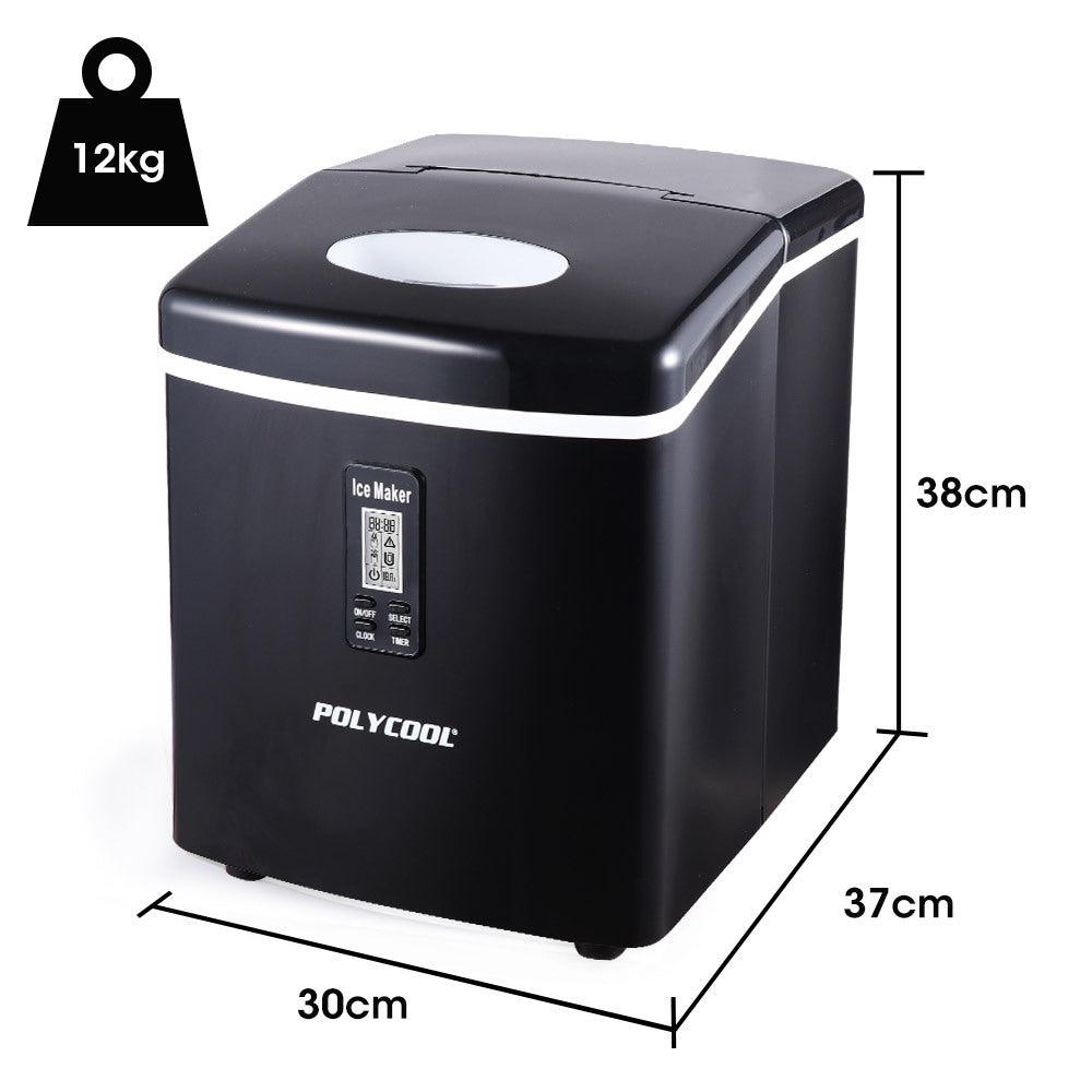 Buy POLYCOOL 3.2L Portable Ice Cube Maker Machine Automatic with LCD Control Panel, Black discounted | Products On Sale Australia