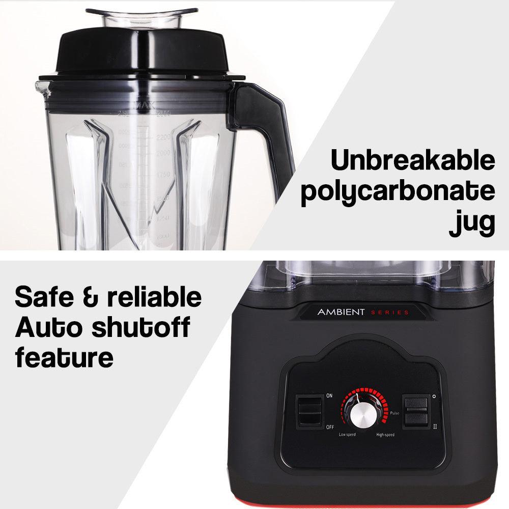 Buy POLYCOOL Commercial Blender Quiet Enclosed Processor Smoothie Mixer Fruit, Black discounted | Products On Sale Australia