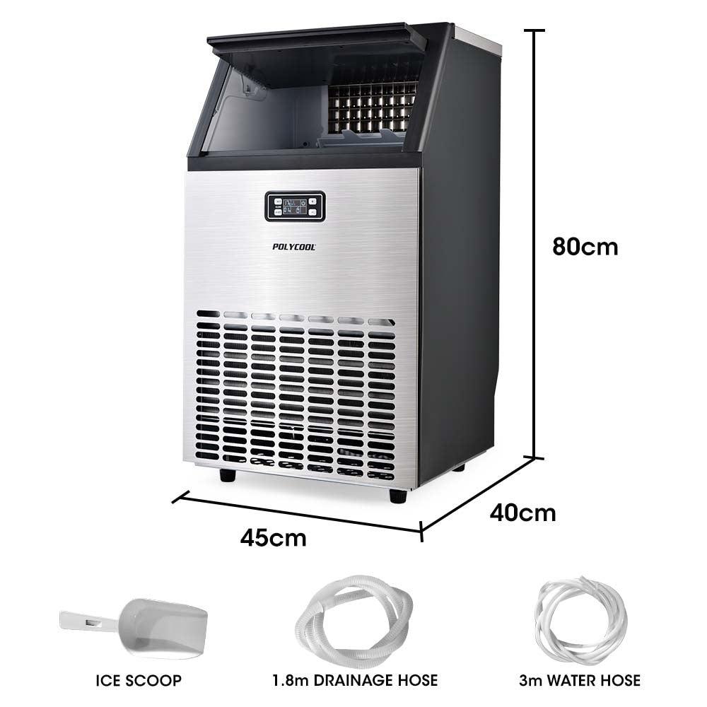 Buy POLYCOOL Ice Cube Maker 45-65kg Commercial Ice Machine Stainless Steel Automatic with LCD Screen discounted | Products On Sale Australia