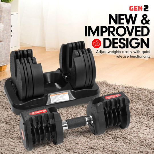 Buy Powertrain 2x 20kg Gen2 Home Gym Adjustable Dumbbell discounted | Products On Sale Australia