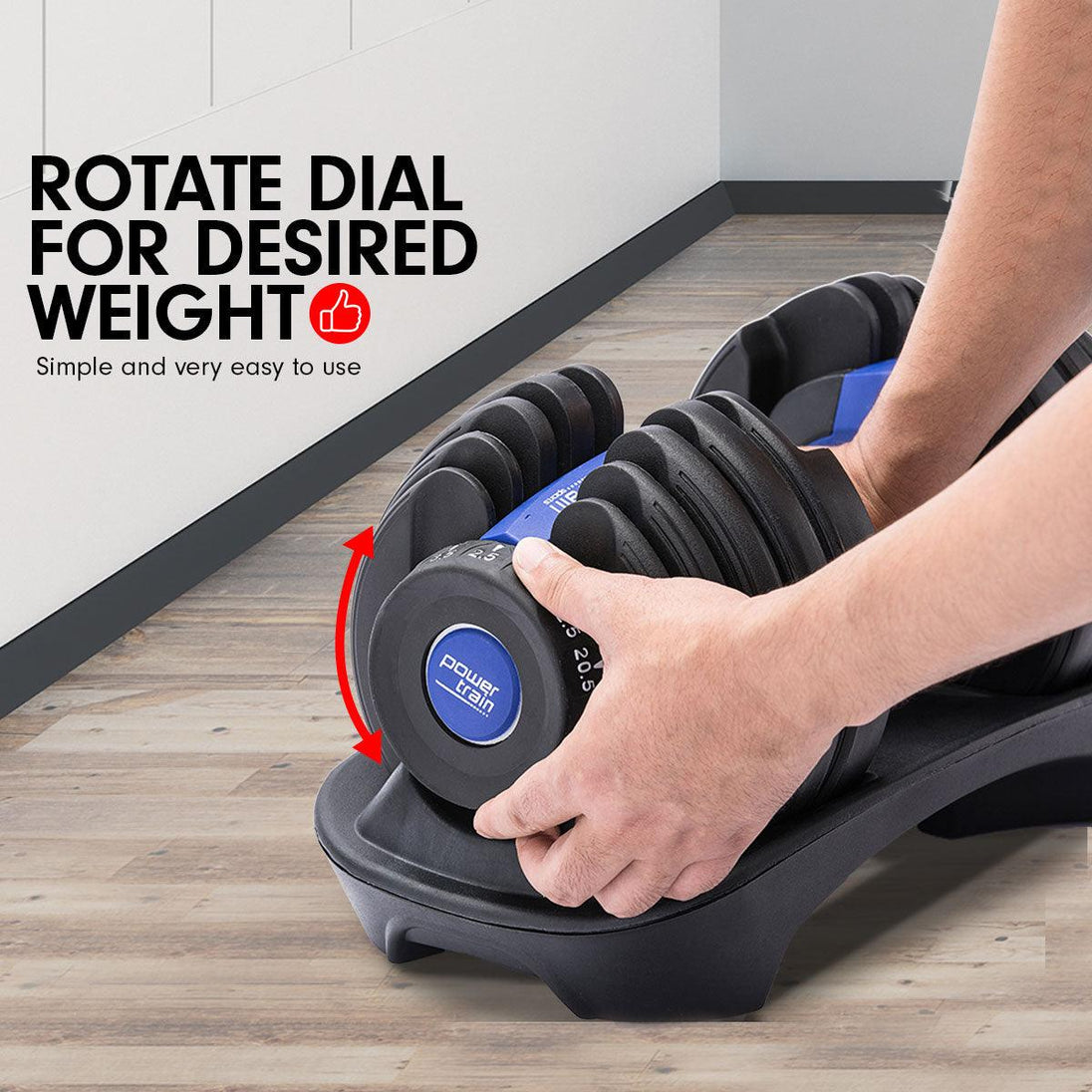 Buy Powertrain 48KG Adjustable Dumbbell Set With Stand Blue discounted | Products On Sale Australia