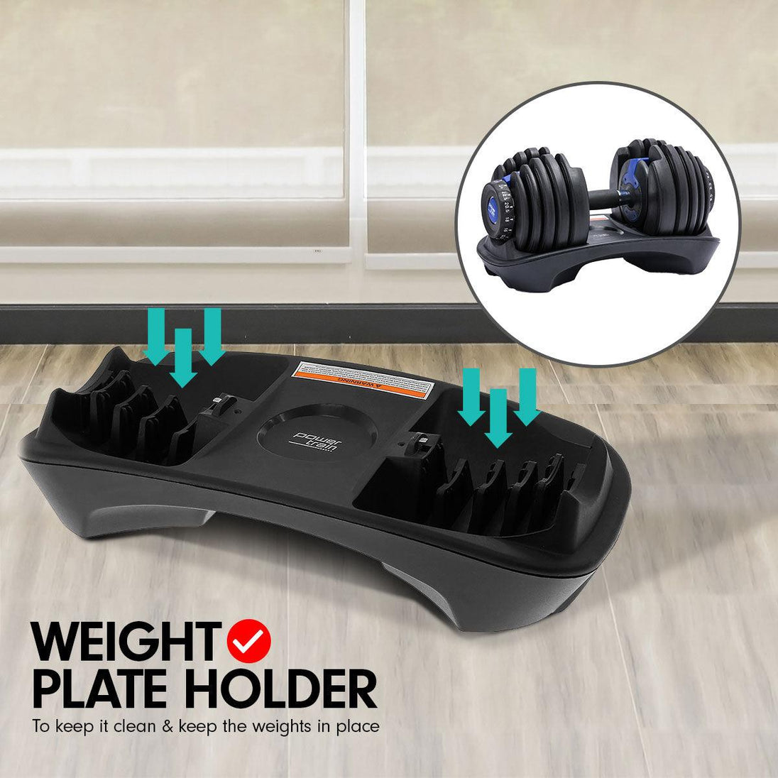 Buy Powertrain 48KG Adjustable Dumbbell Set With Stand Blue discounted | Products On Sale Australia