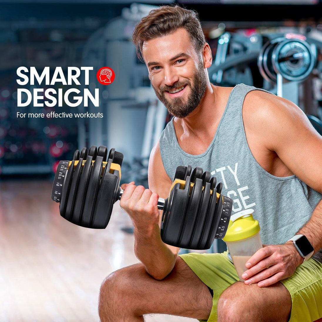 Buy Powertrain 48KG Adjustable Dumbbell Set With Stand - Gold discounted | Products On Sale Australia