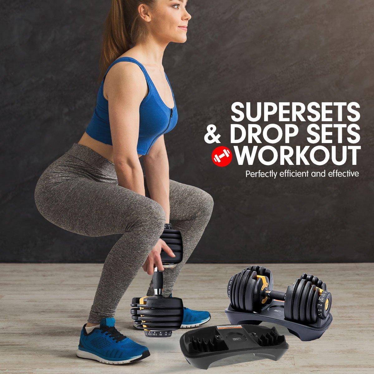 Buy Powertrain 48KG Adjustable Dumbbell Set With Stand - Gold discounted | Products On Sale Australia