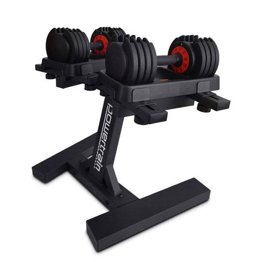 Buy Powertrain GEN2 Pro Adjustable Dumbbell Set - 2 x 25kg (50kg) Home Gym Weights with Stand discounted | Products On Sale Australia