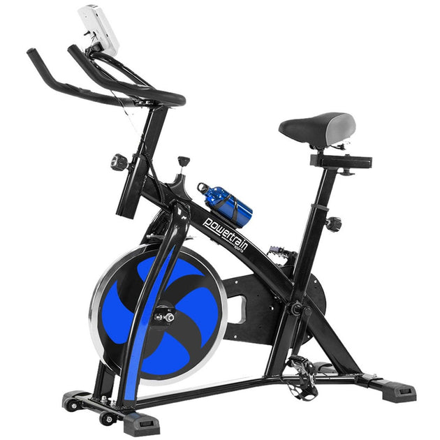 Buy Powertrain Home Gym Flywheel Exercise Spin Bike - Blue | Products On Sale Australia