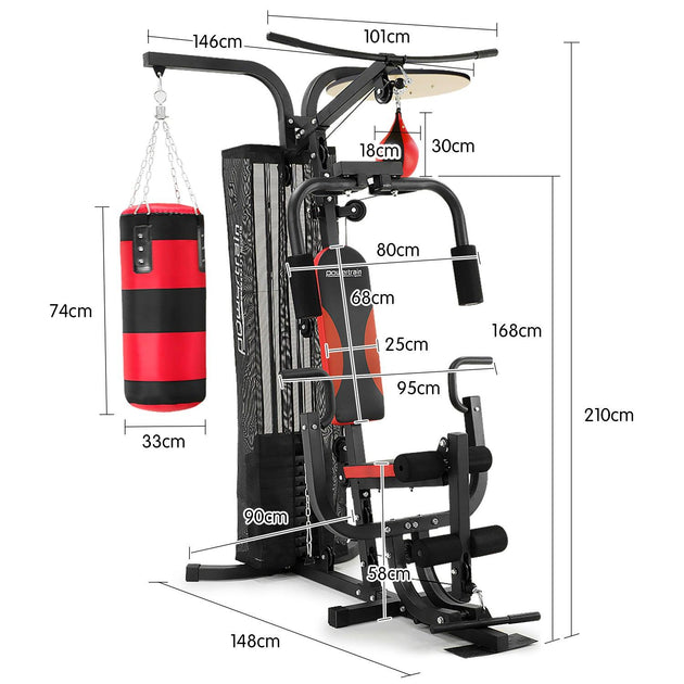 Powertrain Home Gym Multi Station with Boxing Punching Bag Speed Ball Products On Sale Australia | Sports & Fitness > Fitness Accessories Category