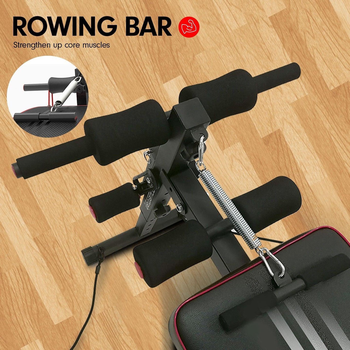 Buy Powertrain Incline Sit-Up Bench with Resistance Bands and Rowing Bar discounted | Products On Sale Australia