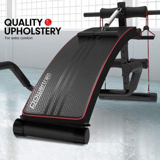 Buy Powertrain Incline Sit-Up Bench with Resistance Bands and Rowing Bar discounted | Products On Sale Australia