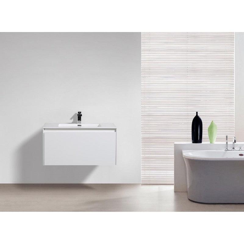 Buy Prado wall hung bathroom vanity 900mm Gloss White discounted | Products On Sale Australia