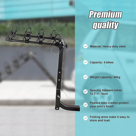 Buy Premium 4-Bike Carrier Rack Hitch Mount Swing Down Bicycle Rack W/ 2" Receiver discounted | Products On Sale Australia