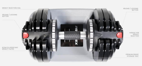 Buy PROFLEX 2 x 25kg Adjustable Dumbbell Set Weights Dumbbells Home Gym Fitness Pair discounted | Products On Sale Australia