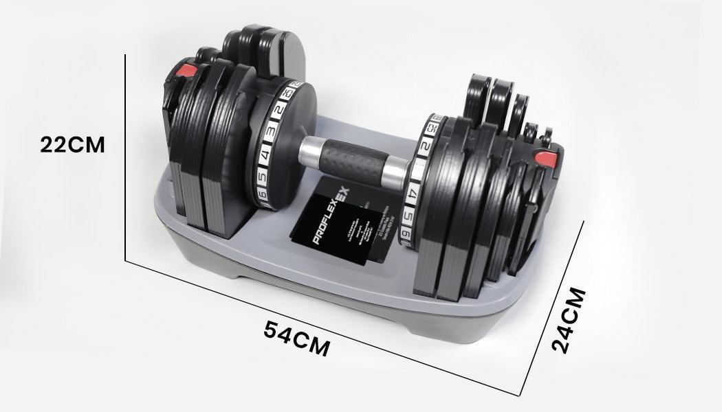 Buy PROFLEX 2 x 25kg Adjustable Dumbbell Set Weights Dumbbells Home Gym Fitness Pair discounted | Products On Sale Australia