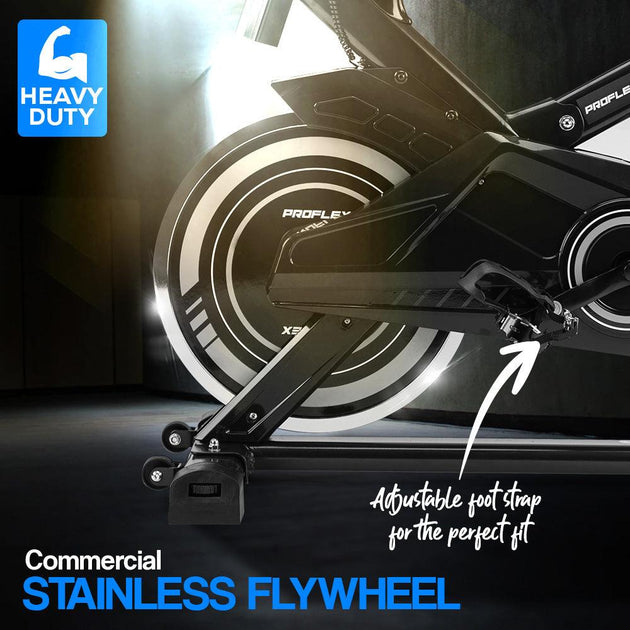 Buy PROFLEX Spin Bike - Flywheel Commercial Gym Exercise Home Workout Grey | Products On Sale Australia