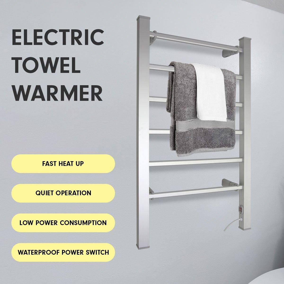 Buy Pronti Heated Towel Rack Electric Bathroom Towel Rails Warmer 100w - Silver discounted | Products On Sale Australia