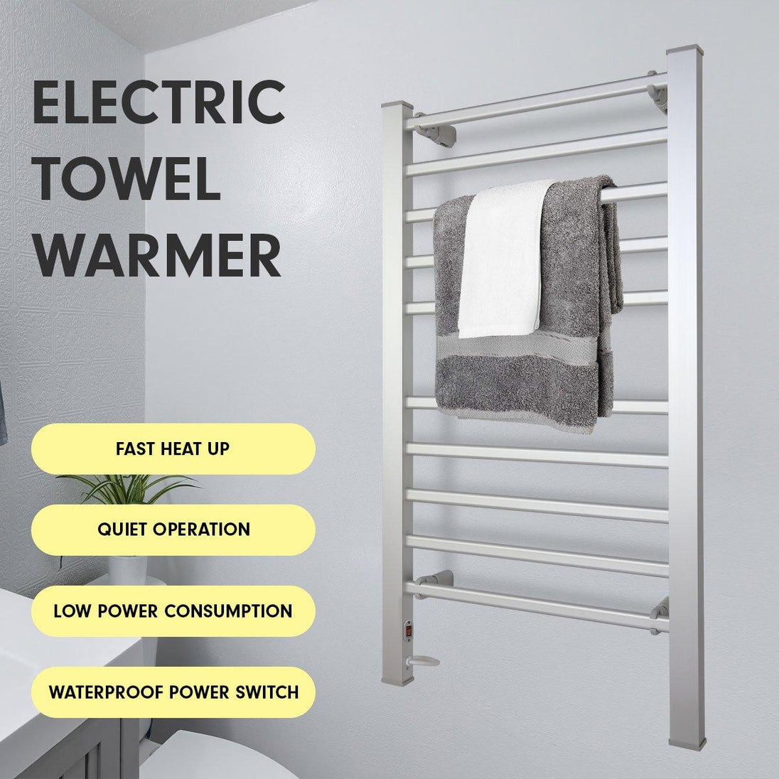 Buy Pronti Heated Towel Rack Electric Bathroom Towel Rails Warmer Ev-160- Silver discounted | Products On Sale Australia