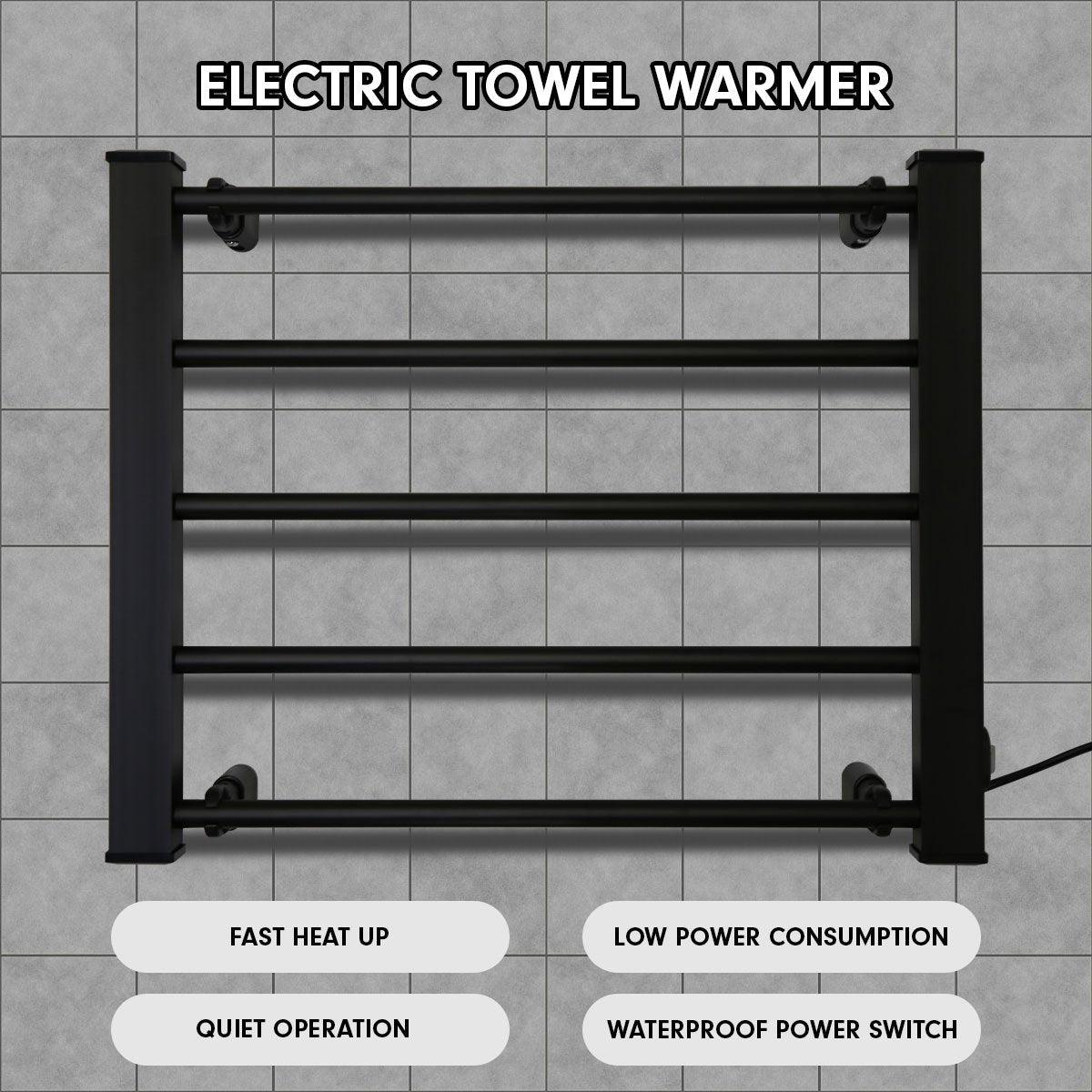 Buy Pronti Heated Towel Rack Electric Bathroom Towel Rails Warmer Ev-90 -black discounted | Products On Sale Australia