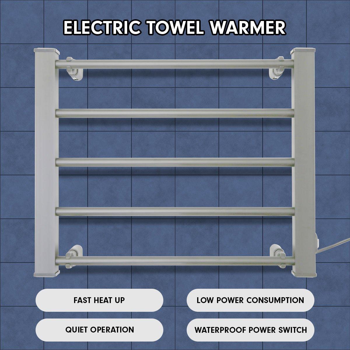 Buy Pronti Heated Towel Rack Electric Bathroom Towel Rails Warmer Ev-90- Silver discounted | Products On Sale Australia