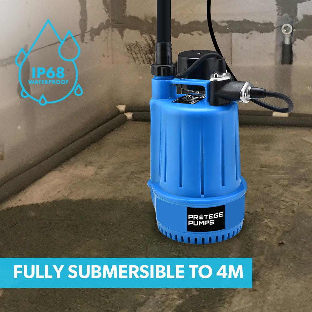 Buy PROTEGE Tight Access Clean/Grey Water Submersible Sump Pump, Vertical Float Switch discounted | Products On Sale Australia