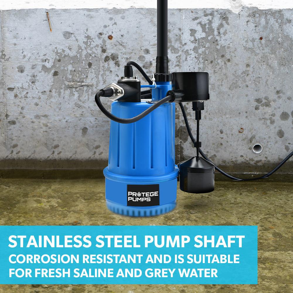 Buy PROTEGE Tight Access Clean/Grey Water Submersible Sump Pump, Vertical Float Switch discounted | Products On Sale Australia