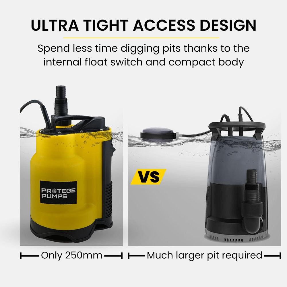 Buy PROTEGE Tight Access Dirty Water Submersible Sump Pump, Integrated Float Switch discounted | Products On Sale Australia