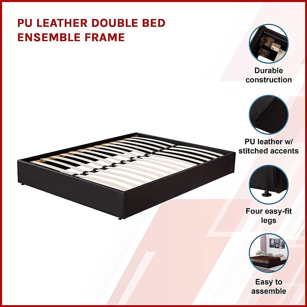 Buy PU Leather Double Bed Ensemble Frame discounted | Products On Sale Australia