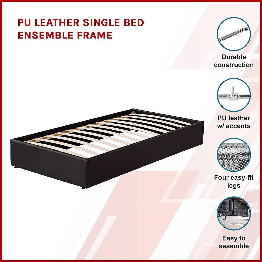 Buy PU Leather Single Bed Ensemble Frame discounted | Products On Sale Australia