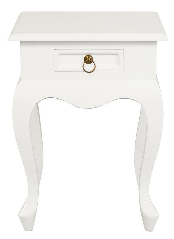 Buy Queen Anne 1 Drawer Lamp Table (White) discounted | Products On Sale Australia