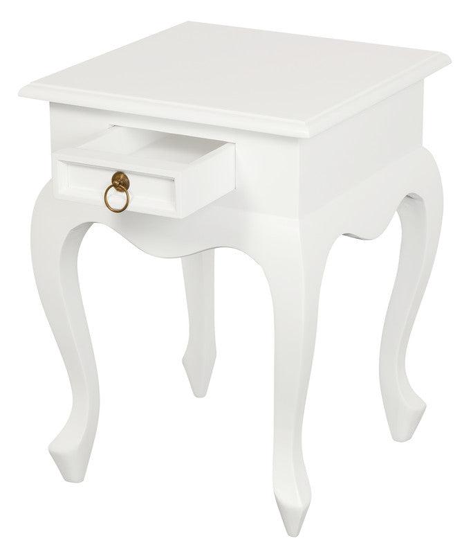 Buy Queen Anne 1 Drawer Lamp Table (White) discounted | Products On Sale Australia