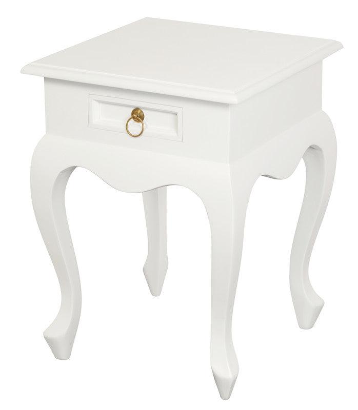 Buy Queen Anne 1 Drawer Lamp Table (White) discounted | Products On Sale Australia