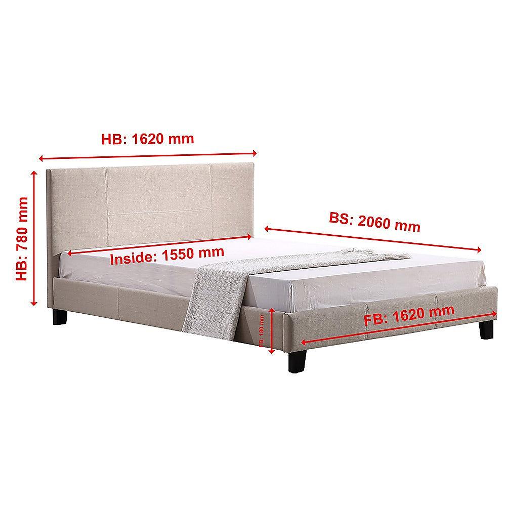 Buy Queen Linen Fabric Bed Frame Beige discounted | Products On Sale Australia