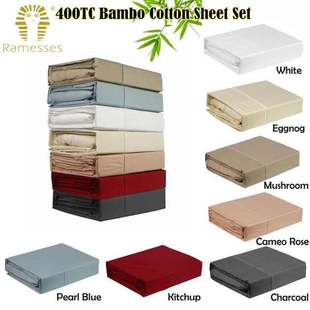 Ramesses 400TC Bamboo/Cotton Sheet Set Eggnog QUEEN Products On Sale Australia | Home & Garden > Bedding Category
