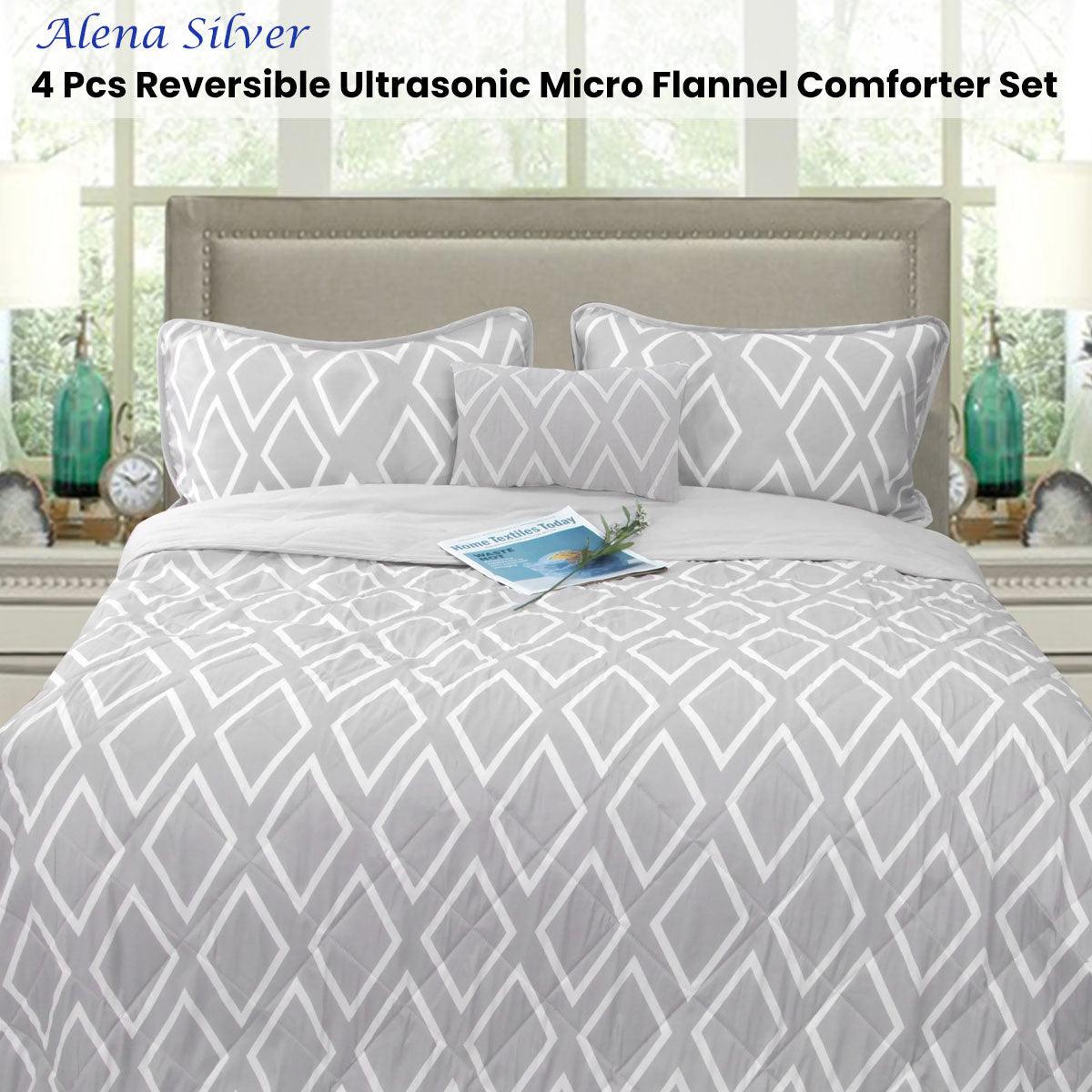 Buy Ramesses Alena Silver 4 Pcs Ultrasonic Comforter Set Queen discounted | Products On Sale Australia