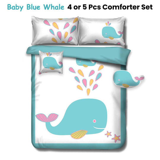 Buy Ramesses Baby Blue Whale Kids Advventure 4 Pcs Comforter Set Single discounted | Products On Sale Australia