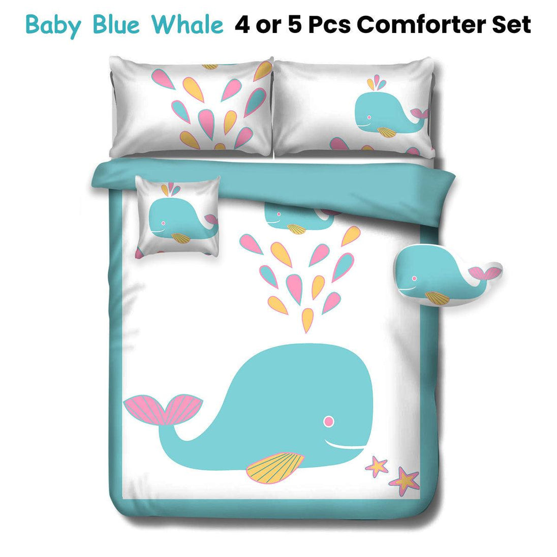 Buy Ramesses Baby Blue Whale Kids Advventure 5 Pcs Comforter Set Double discounted | Products On Sale Australia