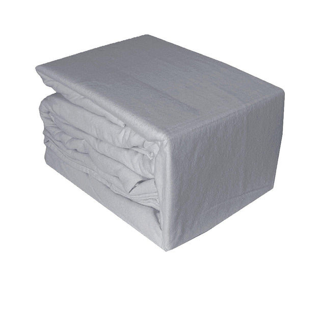 Buy Ramesses Egyptian Cotton Flannel Sheet Set Silver Single discounted | Products On Sale Australia