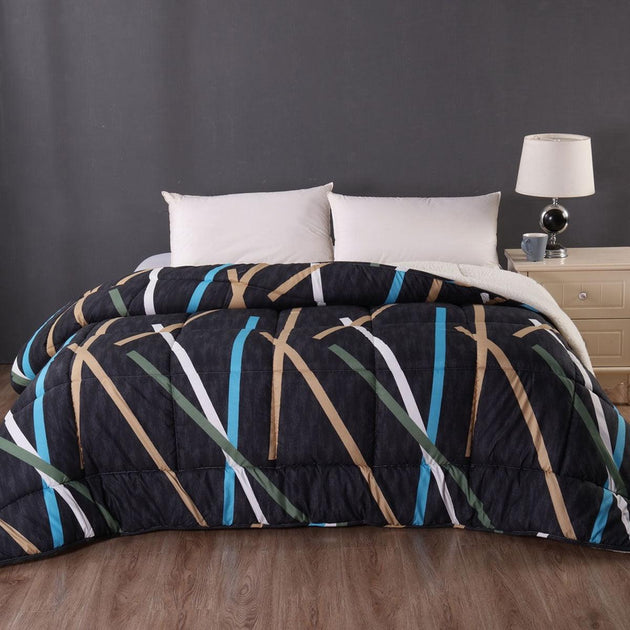 Buy Ramesses Line 1 Pc Printed Sherpa Comforter Queen discounted | Products On Sale Australia