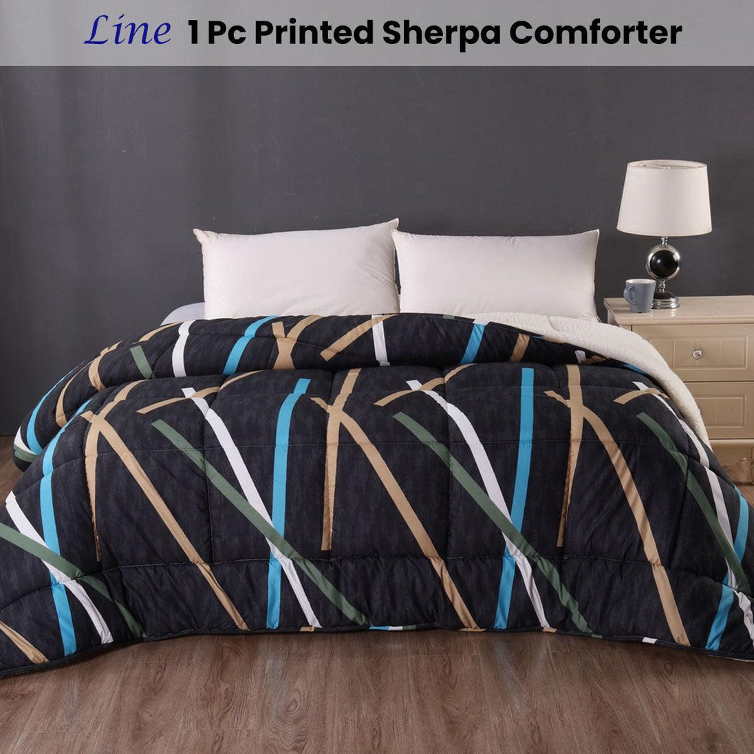 Buy Ramesses Line 1 Pc Printed Sherpa Comforter Queen discounted | Products On Sale Australia