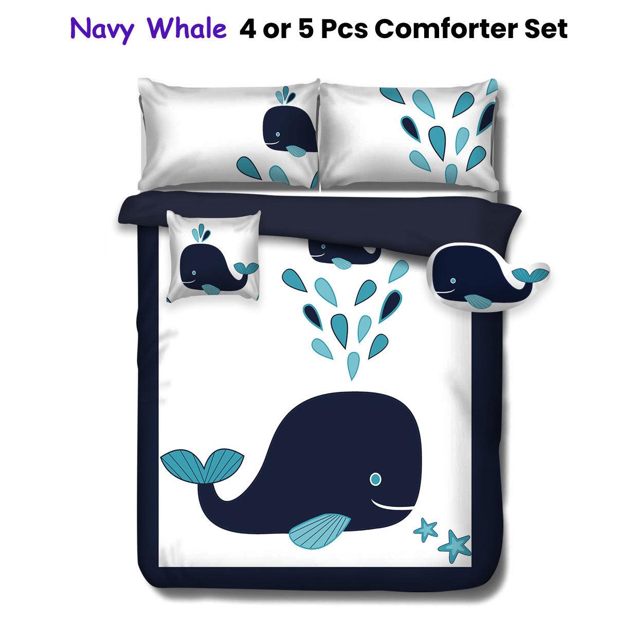 Buy Ramesses Navy Whale Kids Advventure 5 Pcs Comforter Set Double discounted | Products On Sale Australia