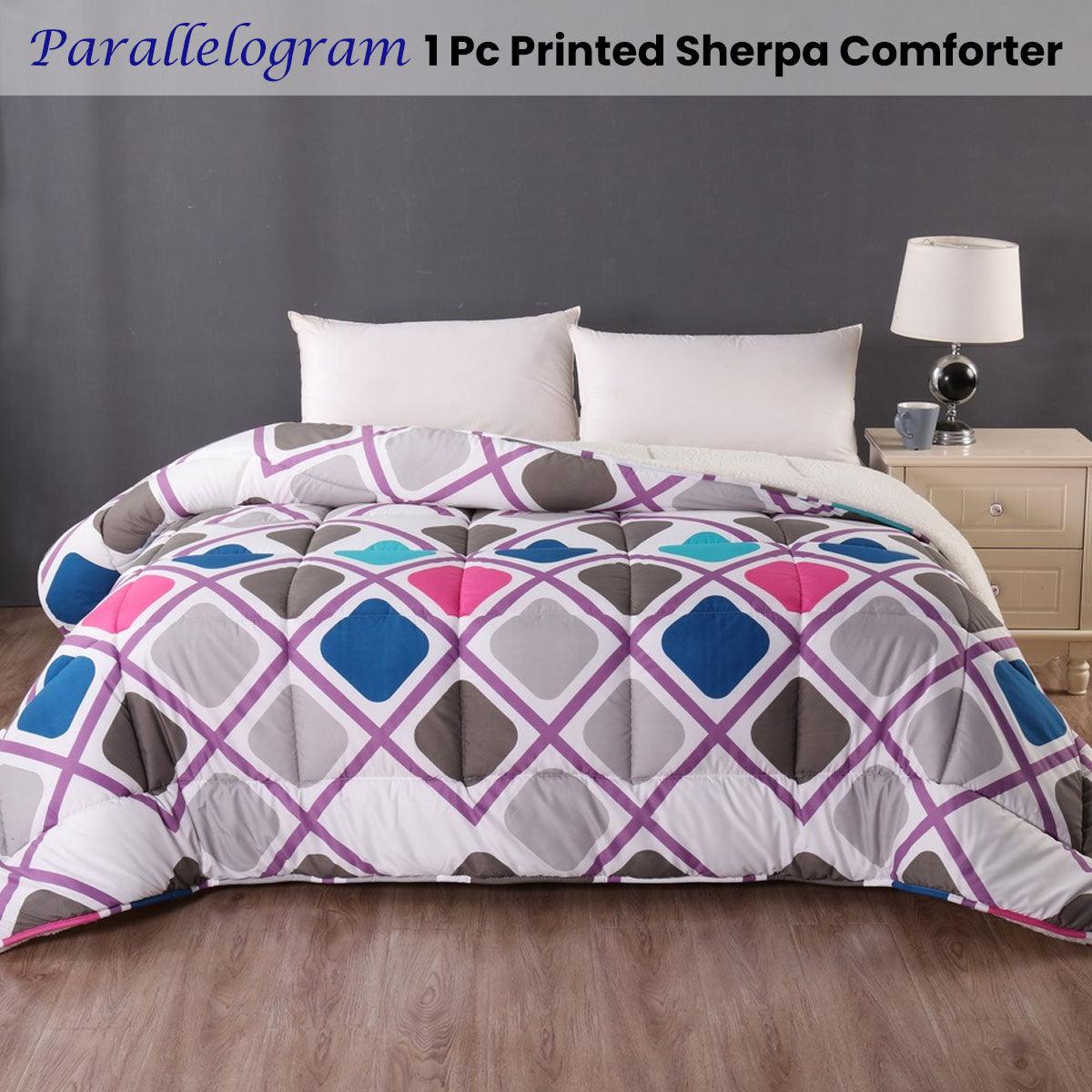 Buy Ramesses Square 1 Pc Printed Sherpa Comforter King discounted | Products On Sale Australia