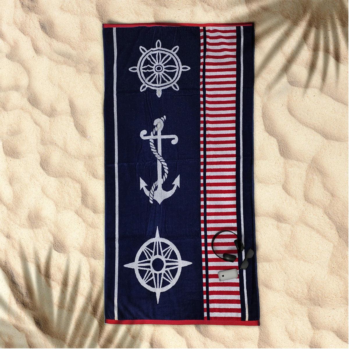 Buy Rans Premium Cotton Jacquard Beach Towel Sailor Blue discounted | Products On Sale Australia