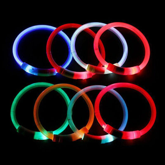 Buy Rechargeable Night LED Dog Collar USB Glow Flashing Light Up Pet Collars Safety-Red-Diameter Length-35cm discounted | Products On Sale Australia