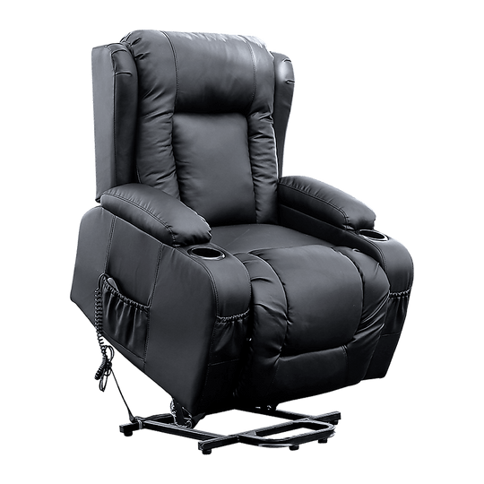 Buy Recliner Chair Electric Massage Chair Lift Heated Leather Lounge Sofa Black discounted | Products On Sale Australia