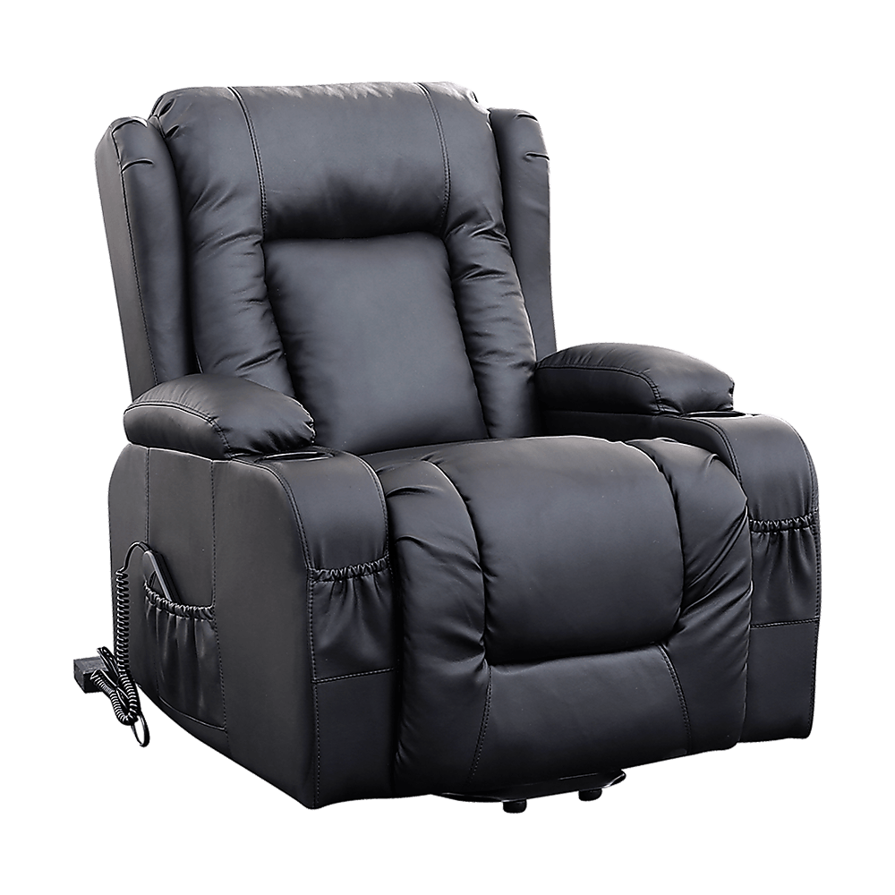 Recliner Chair Electric Massage Chair Lift Heated Leather Lounge Sofa Black Products On Sale Australia | Furniture > Bar Stools & Chairs Category